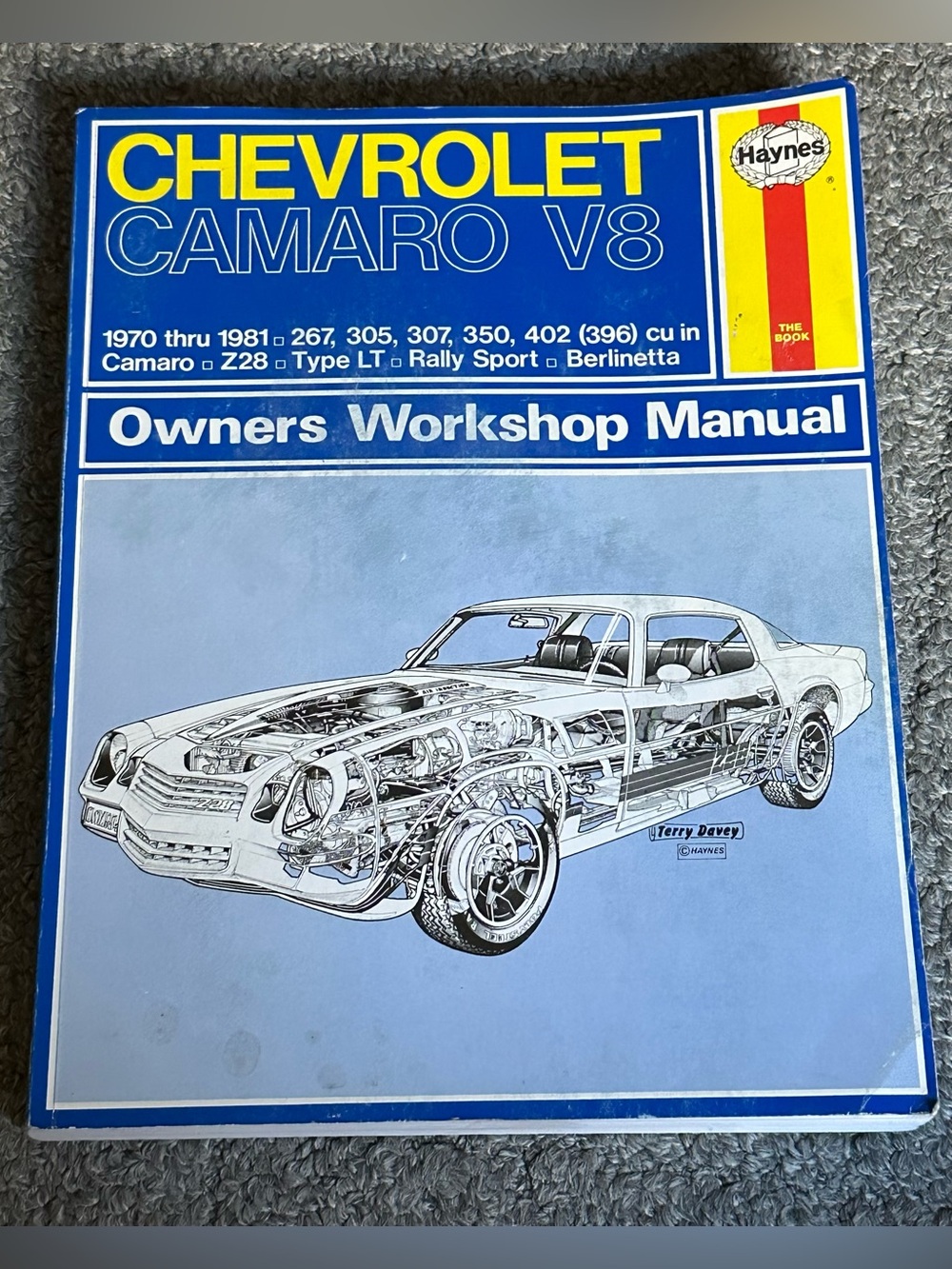1970-1981 Chevrolet Camaro V8 Haynes Owners Workshop Manual 554 Repair Chevy